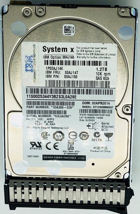 IBM 00AJ146 1.2 TB Hard drive - 2.5" Internal - SAS 6Gb/s Refurbished