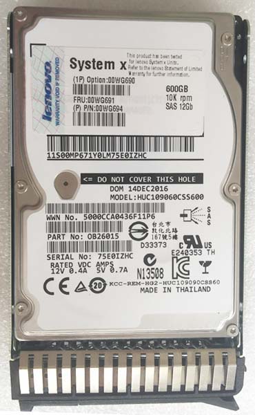 IBM 00WG690 600GB 10k 2.5Inch SAS 12GBPS G3HS Hot Swap Hdd New