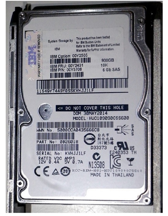 IBM 00Y2431 900 GB Hard drive - 2.5" Internal - SAS 6Gb/s Refurbished