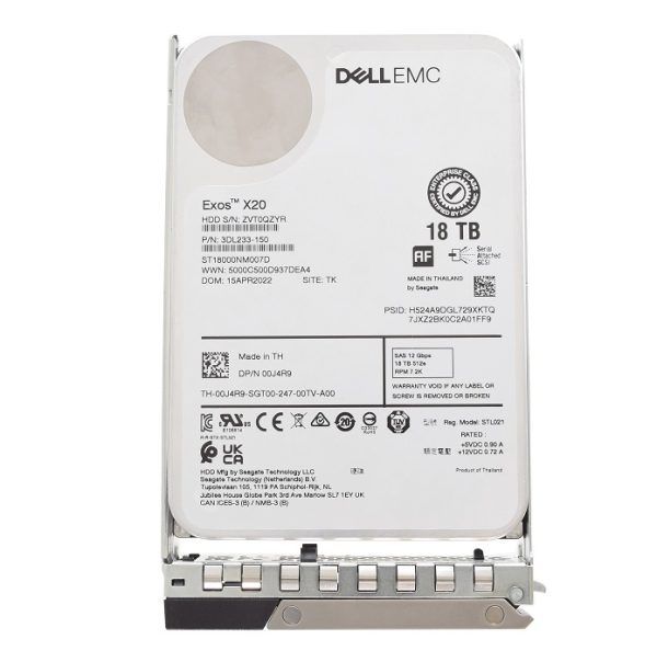 Dell EMC 0J4R9 18TB 7K RPM SAS 12Gbps 512e 3.5inch Hot-plug Hard Drive with 14G Kit