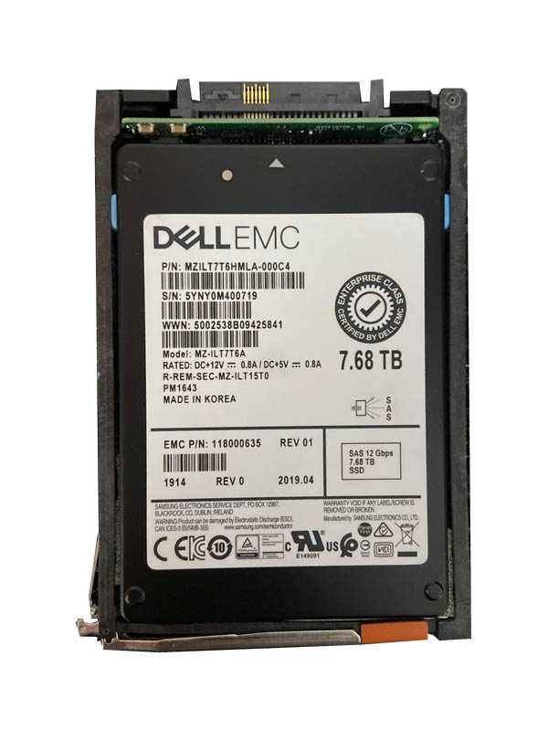 EMC 118000634 2.5" 7.68TB 12Gb/s SAS SSD