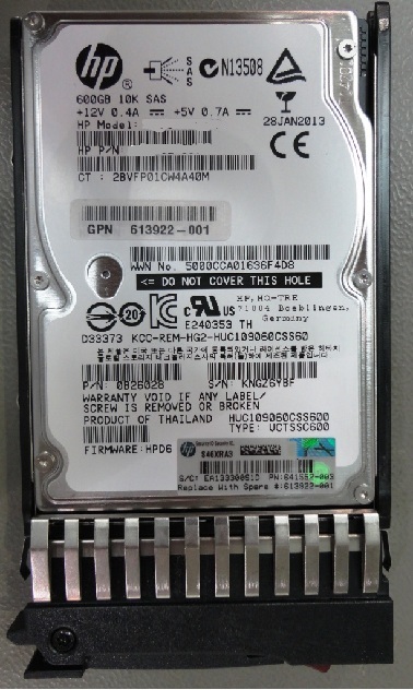 HPE 613922-001 600 GB Hard drive - 2.5" Internal - SAS 6Gb/s Refurbished