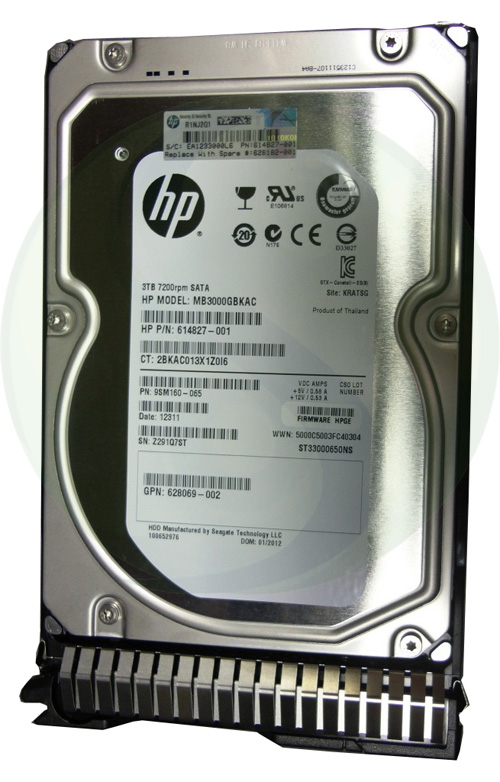 HPE 628061-B21 3 TB Midline Hard drive - 3.5" Internal - SATA 6Gb/s Refurbished