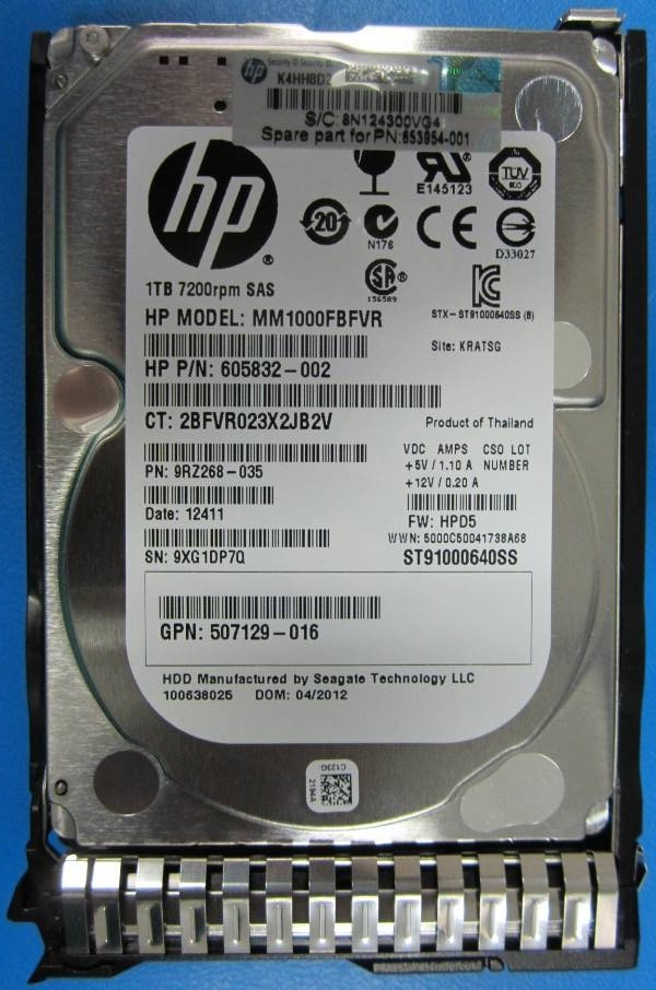 HPE 652749-B21 Midline - Hard drive - 1 TB - SAS 6Gb/s Refurbished