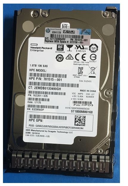 HPE 781515-001 1.8 TB Hard drive - 2.5" Internal - SAS 12Gb/s Refurbished