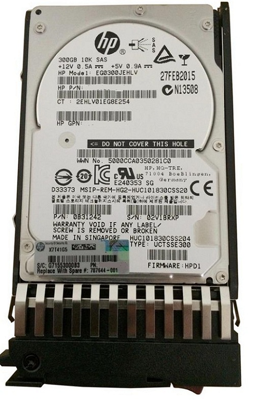 HPE 787644-001 Enterprise - Hard drive - 300 GB - SAS 12Gb/s Refurbished