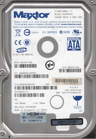 Maxtor 7H500F0 MAXLINE 500GB 7.2k SATA 3G 3.5 Inch 16MB Buffer HDD