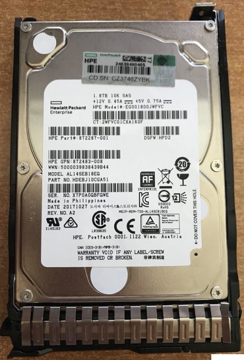 HPE 872287-001 1.8 TB Hard drive - 2.5" Internal - SAS 12Gb/s New F/s