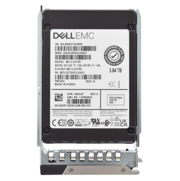 Dell 9N32F 3.84TB SAS-24Gbps ISE Read Intensive 512e 2.5 Inch 1 DWPD SSD