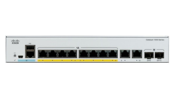 Cisco C1000-8FP-E-2G-L Catalyst 1000 Switch 8 port GE Full POE Ext PS 2x1G SFP