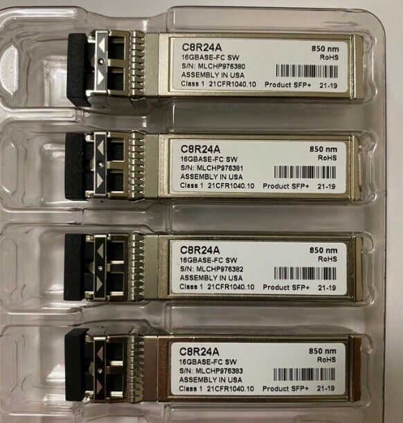 HPE C8R24A MSA 2040 16Gb SW FC SFP+ 4-pack Xcvr Used