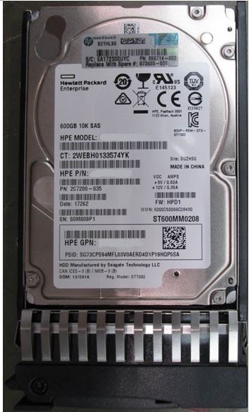 HPE EG000600JWFUR Digitally Signed 512n 600GB 10k SAS 12g Sff Sc Hdd F/s