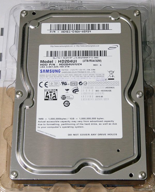 Samsung HD204UI Spinpoint F4EG 2TB 5.4K 32MB Cache SATA 3Gb/s 3.5" HDD