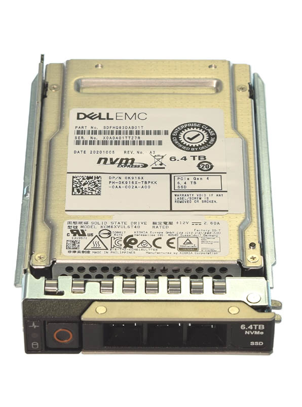 Dell K916X 6.4TB PCIe® 4.0 NVMe™ 1.4 U.2 Mixed Use TLC SSD