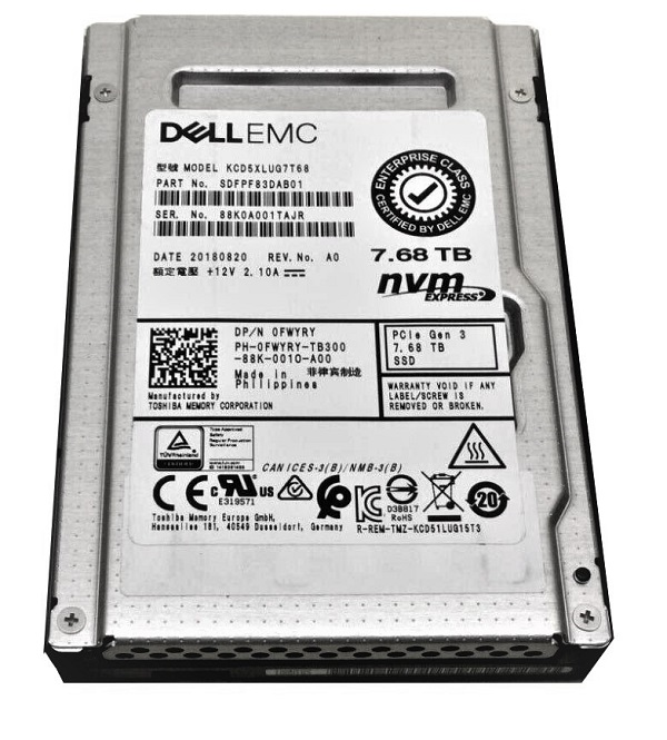 Kioxia CD5 KCD5XLUG7T68 - SSD - 7.68 TB - PCIe 3.0 X4 (NVMe) - DELL OEM Refurbished