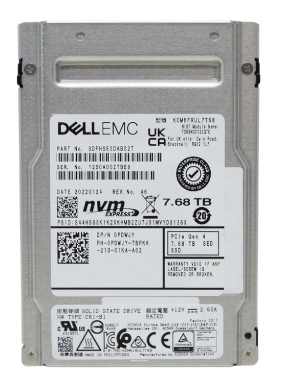 Kioxia CM6-R KCM6FRUL7T68 - SSD - 7.68 TB - PCIe 4.0 x4 (NVMe) - DELL OEM Refurbished