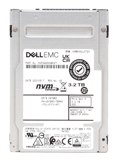 Kioxia CM6-R KCM6XVUL3T20 - SSD - Enterprise - 3.2 TB - PCIe 4.0 x4 (NVMe) - DELL OEM Refurbished