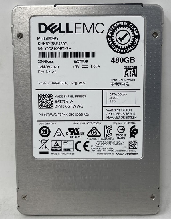 Kioxia KHK6YRSE480G - SSD - 480 GB - SATA 6Gb/s - DELL OEM Refurbished