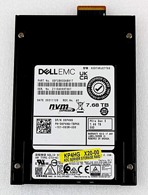 Dell KP4HG 7.68TB BICS Flash TLC PCIe 5.0 NVMe E3.S Read Intensive SSD