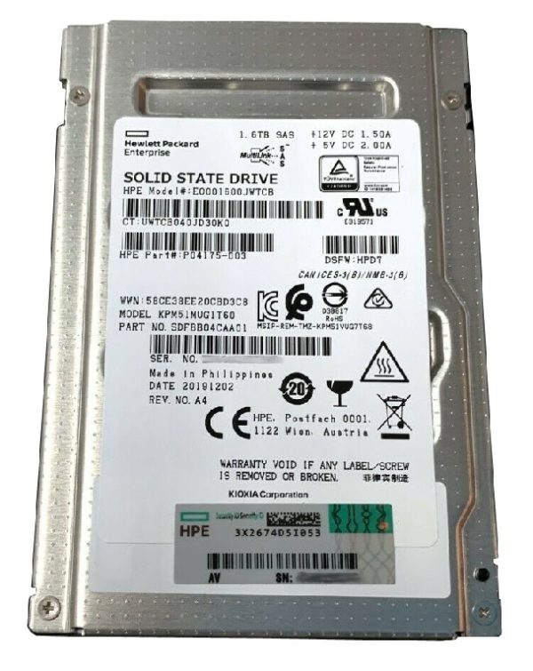 Kioxia PM5-M KPM51MUG1T60 - SSD - 400 GB - SAS 12Gb/s - HPE OEM Refurbished