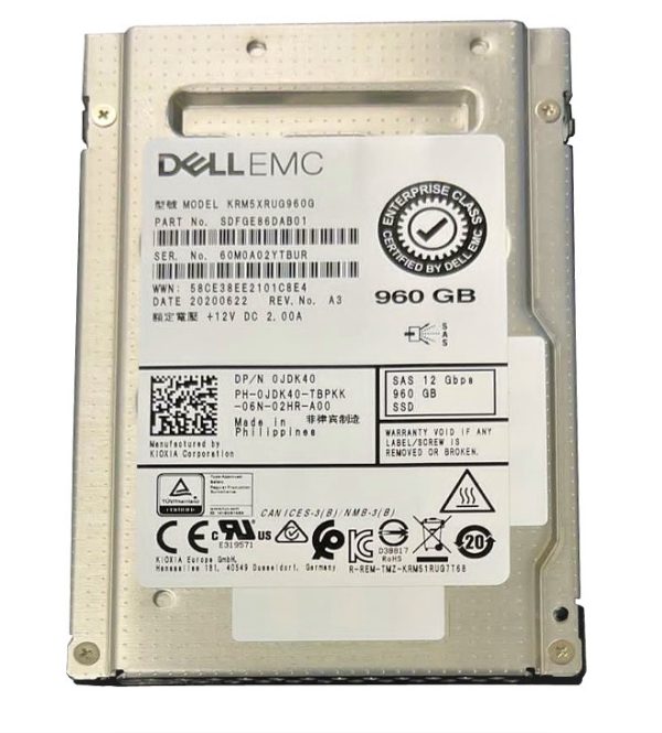 Kioxia RM5 KRM5XRUG960G - SSD - 960 GB - SAS 12Gb/s - DELL OEM Refurbished