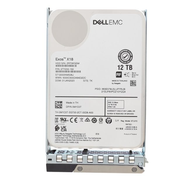 Dell EMC M1C0T Exos X18 12TB SAS-12Gbps 7.2K 512e 3.5inch Hot Plug Hard Drive with 14G Kit