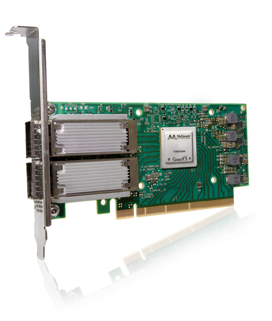 Mellanox MCX556A-ECAT ConnectX-5 VPI Adapter Card EDR IB (100Gb/s) and 100GbE Dual-Port QSFP28 PCIe3.0 x16 RoHS R6 Ref