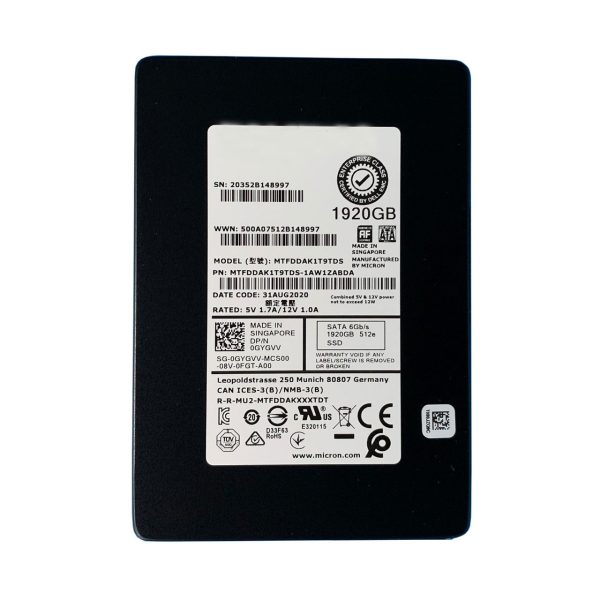 Micron MTFDDAK1T9TDS-1AW1ZABDA 1.92Tb 5300 Pro Sata-6Gbps 2.5Inch TCG Ssd