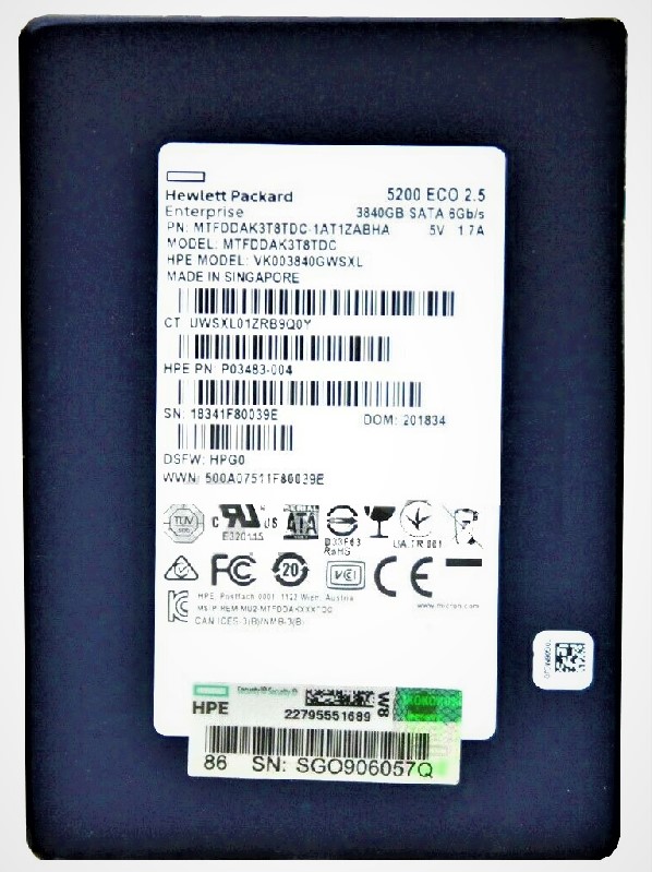 Micron 5200 ECO MTFDDAK3T8TDC-1AT1ZABHA - SSD - 3.84 TB - SATA 6Gb/s - HPE OEM Refurbished