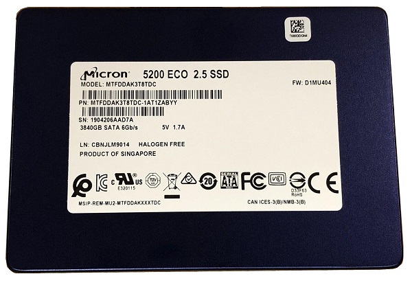 Micron 5200 ECO MTFDDAK3T8TDC-1AT1ZABYY - SSD - 3.84 TB - SATA 6Gb/s Refurbished