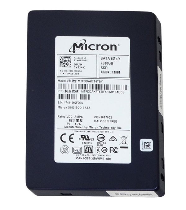 Micron 5100 ECO MTFDDAK7T6TBY-1AR1ZABDB - SSD - 7.68 TB - SATA 6Gb/s - DELL OEM Refurbished