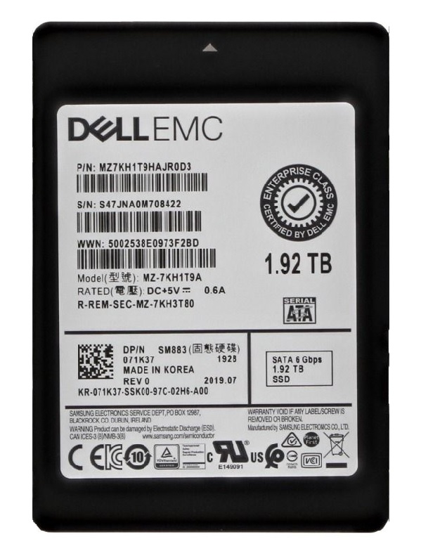 Samsung SM883 MZ-7KH1T9A - SSD - 1.92 TB - SATA 6Gb/s - Dell OEM Refurbished