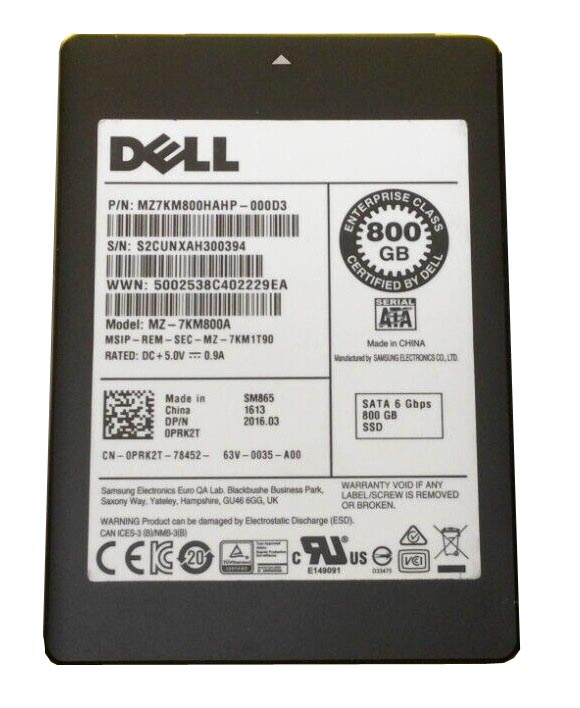 Samsung SM865 MZ-7KM800A - SSD - 800 GB - SATA 6Gb/S - DELL OEM Refurbished