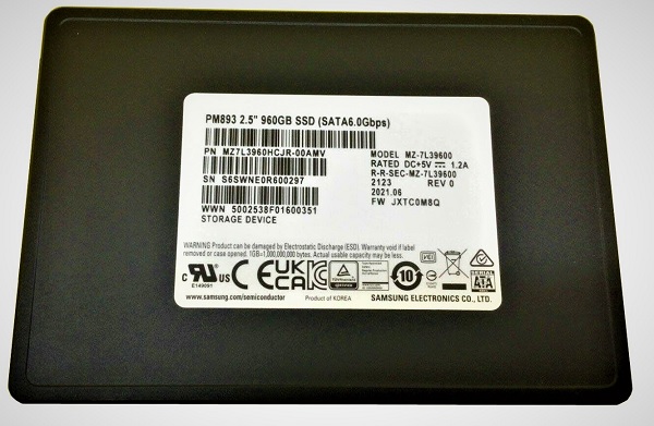 Samsung PM893 MZ-7L39600 - SSD - 960 GB - SATA 6Gb/s Brand New