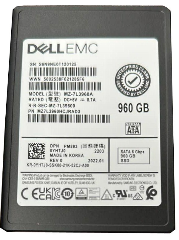 Samsung PM893 MZ-7L3960A - SSD - 960 GB - SATA 6Gb/s - DELL OEM Brand New