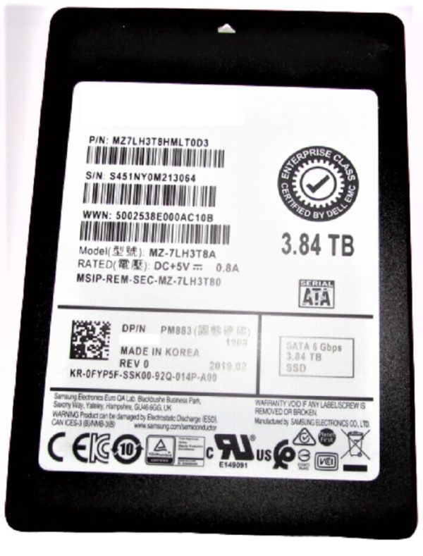 Samsung PM883 MZ-7LH3T8A - SSD - 3.84 TB - SATA 6Gb/s - Dell OEM Refurbished