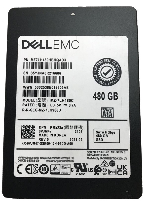 Samsung PM883a MZ-7LH480C - SSD - 480 GB - SATA 6Gb/s - DELL OEM Refurbished