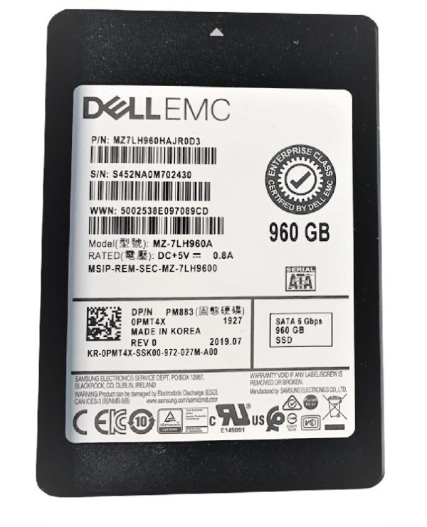 Samsung PM883 MZ-7LH960A - SSD - 960 GB - SATA 6Gb/s - Dell OEM Refurbished