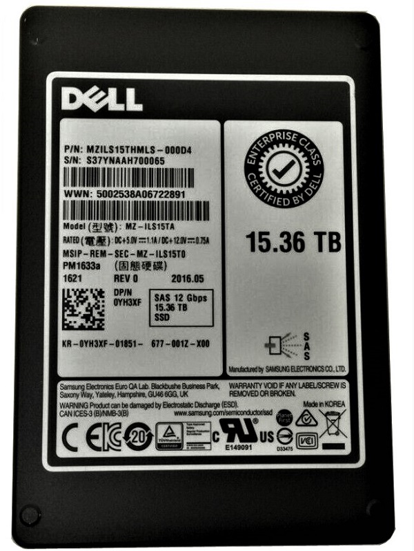 Samsung PM1633a MZ-ILS15TA - SSD - 15.36 TB - SAS 12Gb/s - DELL OEM Refurbished