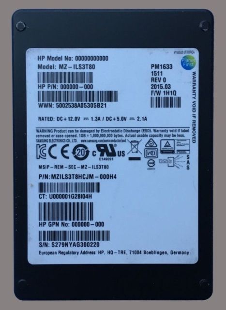 Samsung MZ-ILS3T80 PM1633a 3.84TB Sas 12Gbps 2.5inch Ssd