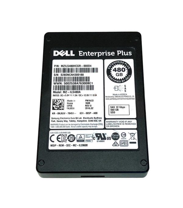 Samsung PM1633 MZ-ILS480A - SSD - 480 GB - SAS 12Gb/s - Dell OEM Refurbished