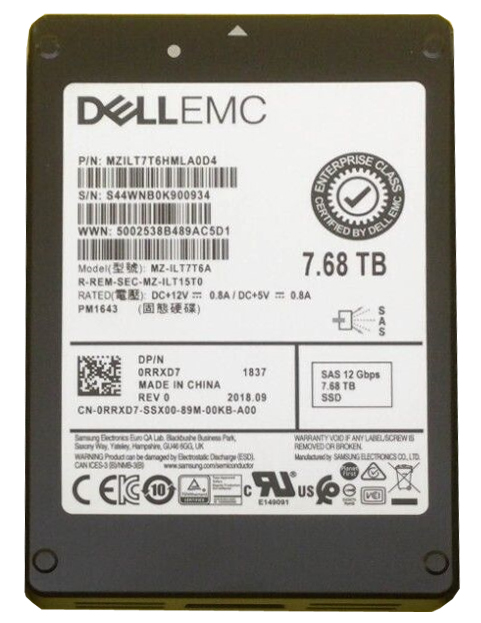 Samsung MZ-ILT7T6A 7.68TB SAS 12Gbps 2.5inch SSD Dell OEM