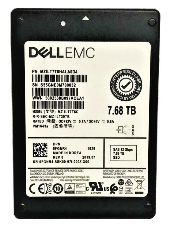 Samsung PM1643a MZ-ILT7T6C - SSD - 7.68 TB - SAS 12Gb/s - DELL OEM Refurbished