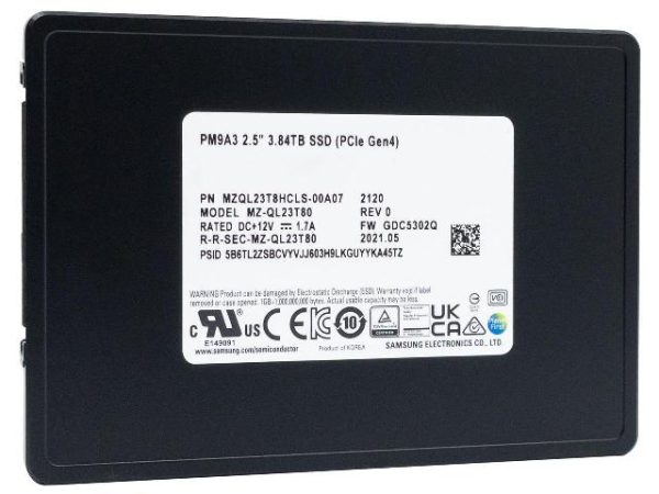 Samsung MZ-QL23T80 PM9A3 3.84Tb Nvme U.2 PCI-Express-4 x4 2.5inch Ssd