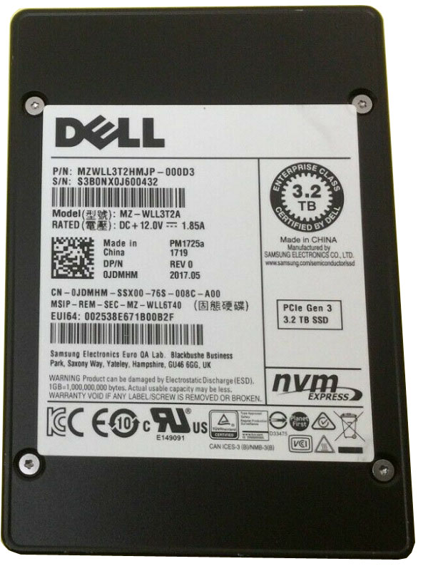 Samsung PM1725a MZ-WLL3T2A - SSD - 3.2 TB - PCIe 3.0 x4 (NVMe) - DELL OEM Refurbished