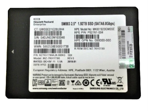 Samsung SM883 MZ7KH1T9HAJR-000H3 - SSD - 1.92 TB - SATA 6Gb/s - HPE OEM Refurbished