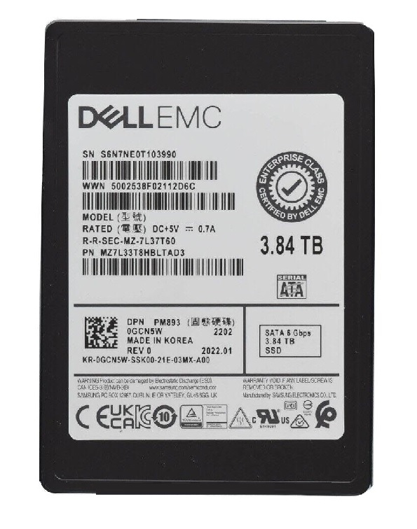 Samsung PM893 MZ7L33T8HBLTAD3 - SSD - 3.84 TB - SATA 6Gb/s - DELL OEM Brand New