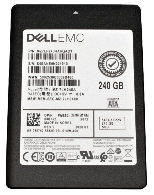 Samsung PM883 MZ7LH240HAHQAD3 - SSD - 240 GB - SATA 6Gb/s - DELL OEM Refurbished