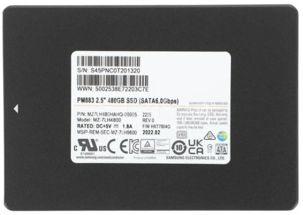 Samsung MZ7LH480HAHQ-00005 480GB 2.5inch Sata 6Gbps Internal Ssd