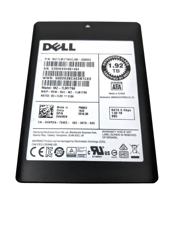 Samsung PM863 MZ7LM1T9HCJM-000D3 - SSD - 1.92 TB - SATA 6Gb/s - Dell OEM Refurbished